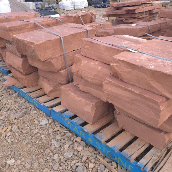 3'L X 6-10" Rise Red Cliff Stone Steps