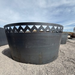 Round Corten Steel Firepit Laser Cut Finish