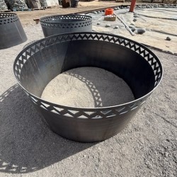Round Corten Steel Firepit Laser Cut Finish