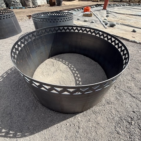 Round Corten Steel Firepit Laser Cut Finish