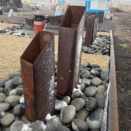 Double Pillar (Angled Top) Steel Water Feature