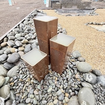Triple Pillar (6" - Clustered) Steel Water Feature